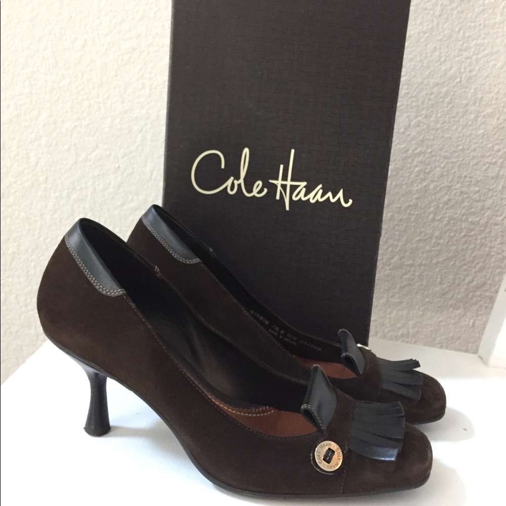 Cole Haan Brown Suede Kitten Heels, Sz 7.5